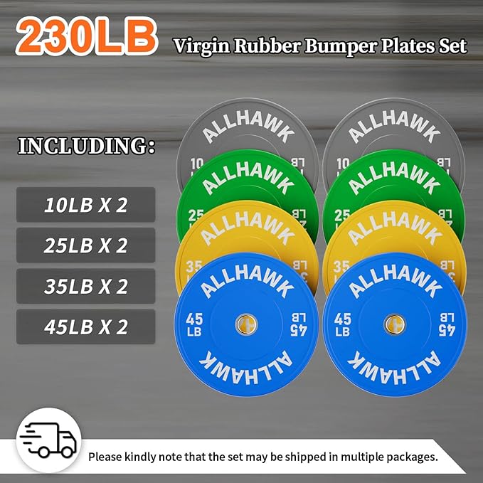 Colorful Olympic Bumper Plates, 2-inch Stainless Steel Insert, Virgin Rubber Weight Plate Set for Barbell Weight Lifting and Strength Training Home Gym-StrideForce Fitness