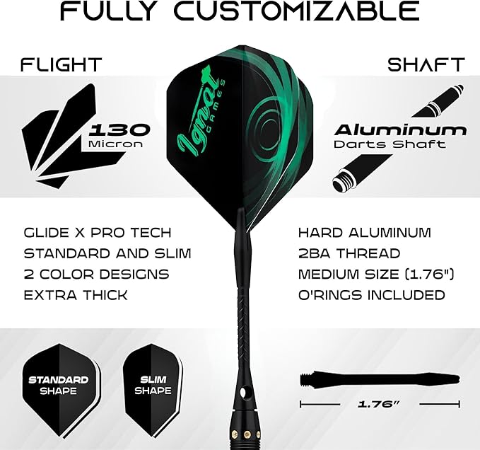 IgnatGames Premium Steel Tip Darts – 3/6/12 Pack Brass Barrels with Aluminum Shafts, 16 GlideXPro Flight Set, Tool Kit & Giftable Case-StrideForce Fitness
