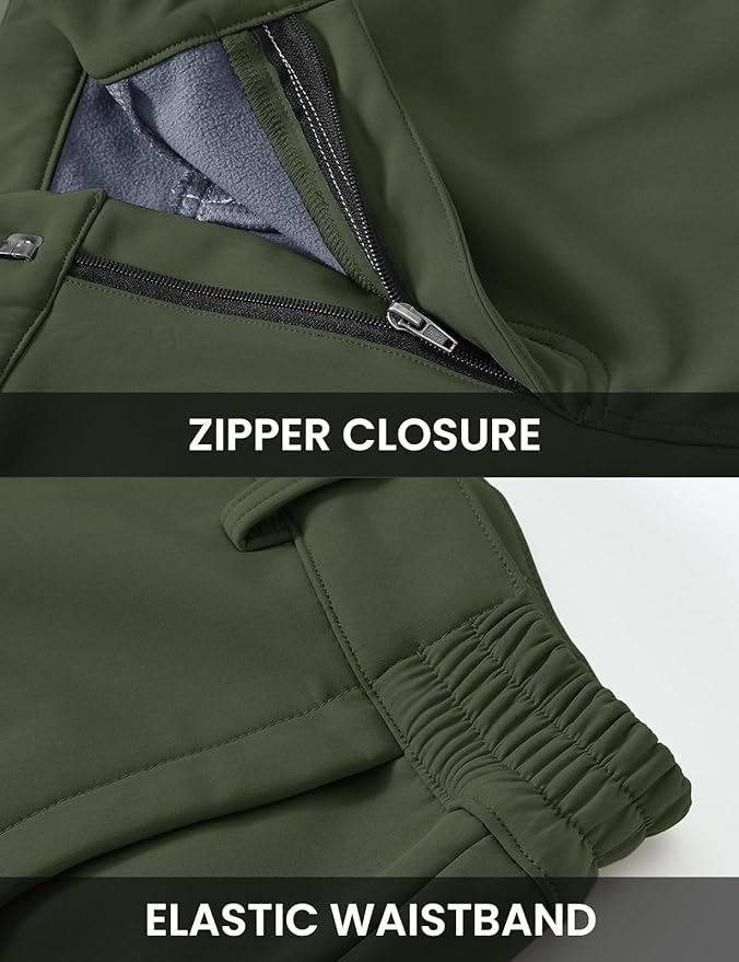 TBMPOY Men's Snow Ski Fleece Lined Hiking Pants Waterproof Winter Snowboard Warm Outdoor Insulated Pants Windproof