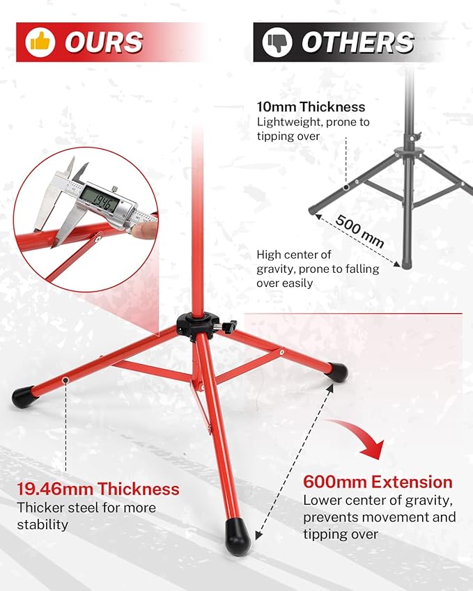 Gonex Baseball Softball Practice Hitting Batting Tripod Stand Rubber Tee Collapsible Portable with Carrying Bag-StrideForce Fitness