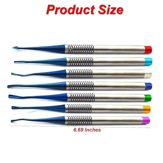MEDSPO Professional Dental Instruments Osteotome Periotome Luxating Elevator Implant | Orthodontic PDL Teeth | Surgical Root Extraction Spreading (PDL Elevator Set Of 7)