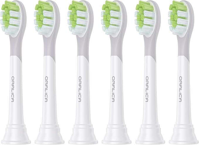 Japanese Brand Whitening Replacement Toothbrush Heads, Compatible with Philips Sonicare Click-on Handles, 6 Pack, Medium, with Tongue Cleaner (CA668, White)