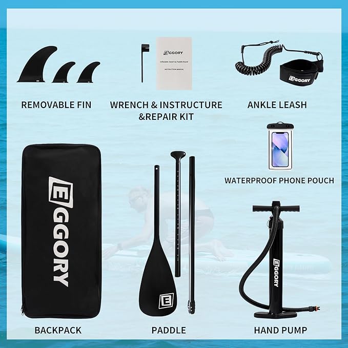 Inflatable Paddle Board,Stand Up Paddle Board Set, Extra Wide SUP Board with Removable Fin, Floating Paddle, Hand Pump, Waterproof Phone Pouch,Traveling Board-StrideForce Fitness