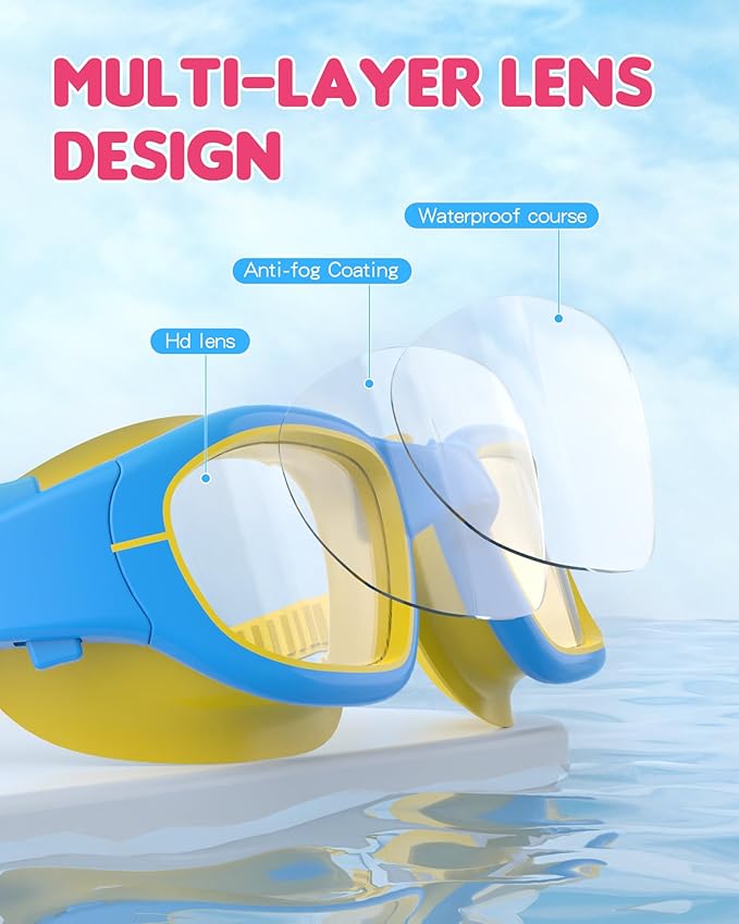Kids Swim Goggles,Swimming Goggles for Kids 6-14, Anti-Fog UV Protection Pool Glasses for Boys Girls-StrideForce Fitness