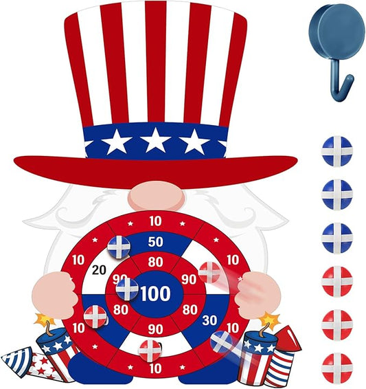 4th of July Games Set Patriotic Dart Board Games with 6 Sticky Balls Independence American Day Party Favor for Red White and Blue Party Throwing Indoor Outdoor Yard(Top Hat)-StrideForce Fitness