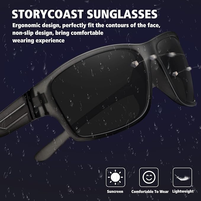 STORYCOAST Polarized Sports Sunglasses for Men Women Unbreakable Frame Cycling Fishing Driving-StrideForce Fitness