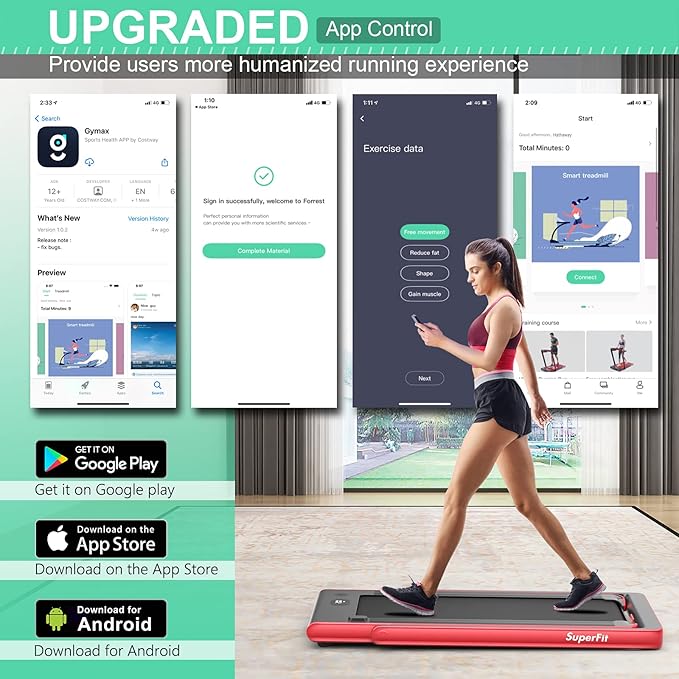 GYMAX Walking Pad, 2.25HP Dual Display Foldable Treadmill for Home with Remote/Smart App Control, Portable Compact Treadmill for Office Under Desk, Folding Running Machine for Small Spaces-StrideForce Fitness