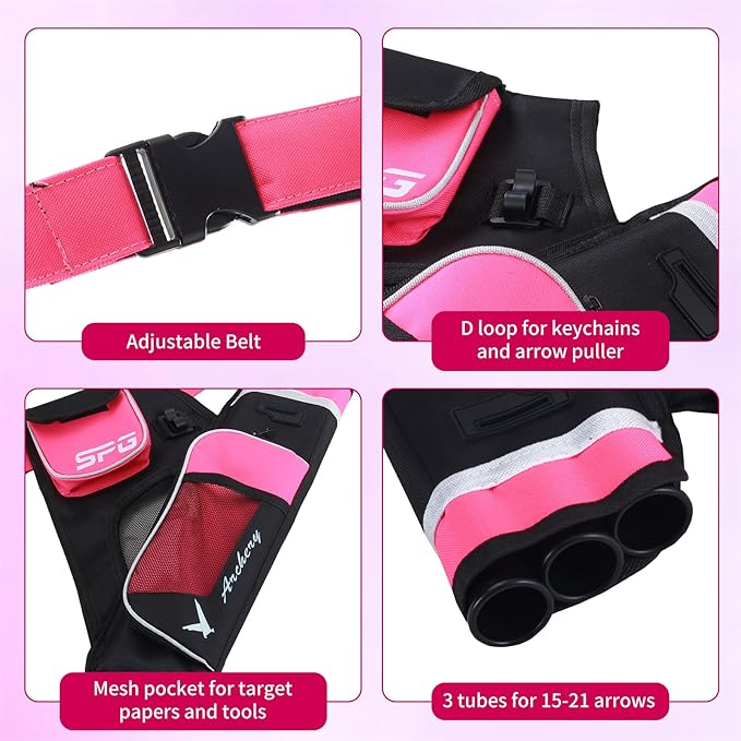 SOPOGER Archery Hip Quiver for Arrows - 3 or 4 Tube Bow Belt Quiver Waist Hanged for Youth Teens Adults Compound Bow Recurve Bow Target Shooting-StrideForce Fitness