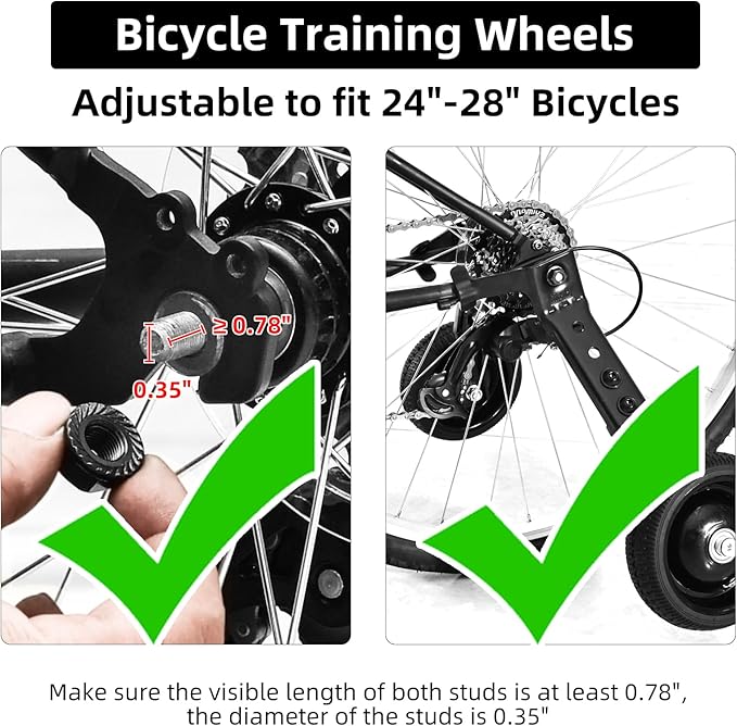 Bicycle Training Wheels for Adults, Fit 24" to 28" Bikes, Steel Construction, Black, 1 Pair - Safe and Stable Learning Training Wheels, Light Gray-StrideForce Fitness