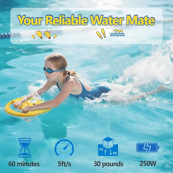 Electronic Swim Kickboard, Underwater Scooter Surfboard Underwater Scooter Portable Swimming Kickboard with Safety Lock for Kids Adults Water Sports-StrideForce Fitness
