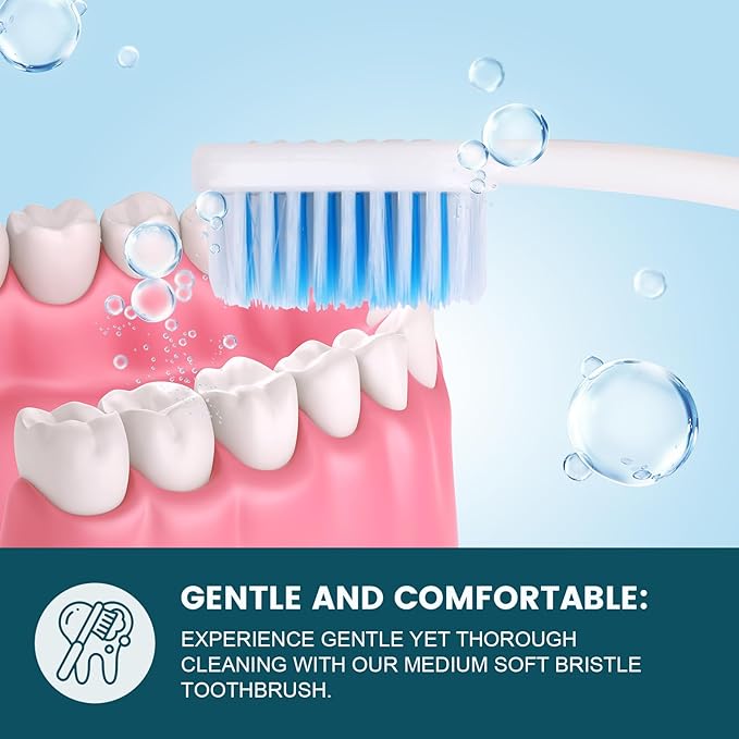 Navona 50 PCS Disposable Toothbrush with Toothpaste Bulk, Travel Toothpaste, Bulk Toothpastes, Individually Wrapped Bulk Toothbrush, Ergonomics Handle,Medium Soft Bristle, Perfect for Travel, Hotel