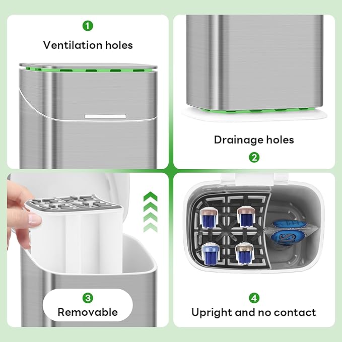 Toothbrush Holders with Cover - 5 Slots Tooth Brush Holder for Bathroom, Detachable Bathroom Counter Organizer with Drainage Kids Toothbrush and Toothpaste Holde, Silver