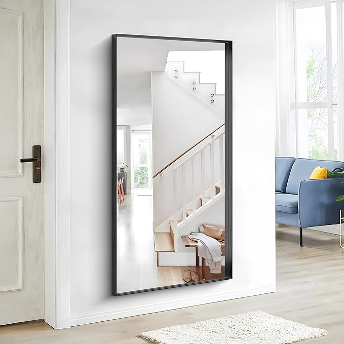 Black Bathroom Mirror, 30x60 Inch Rectangular Deep Frame Mirror, Large Wall Mounted Bathroom Vanity Mirror Over Sink for Bedroom,Restroom, Living Room, Hangs Vertically or Horizontally-StrideForce Fitness