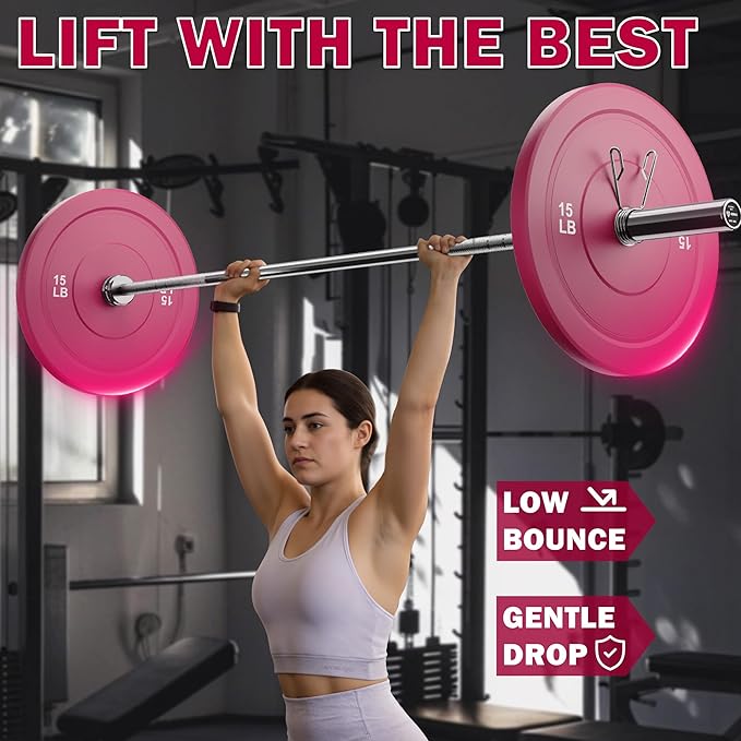 Colored Bumper Weight Plates Olympic Weight Plate Set 2-Inch, 10/15/25 lb Rubber Weight Plates Set for Strength Training Home Gym, Barbell Weights Plates for Heavy Weight Lifting-StrideForce Fitness