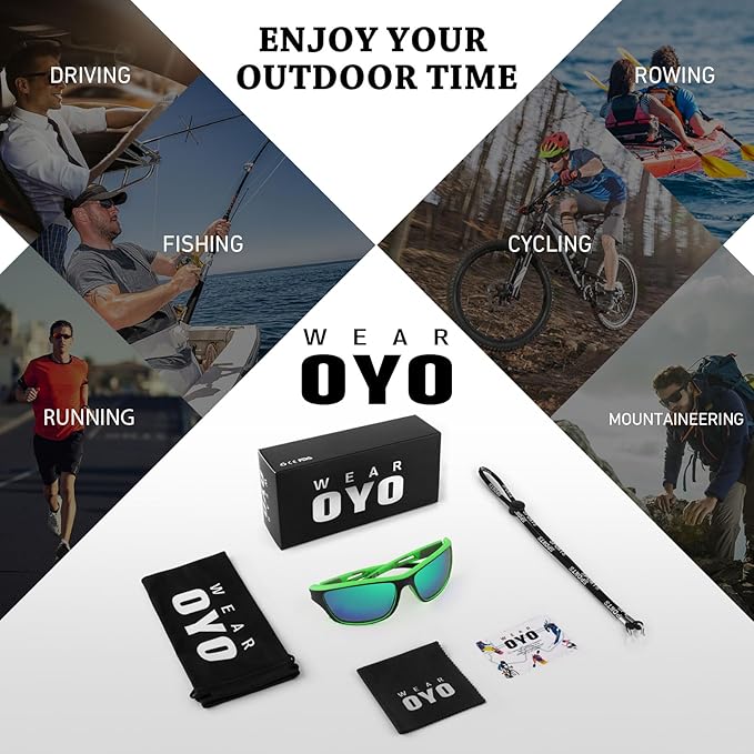 Polarized Sports Sunglasses for Men Women,Fishing Driving Rectangular Goggles UV400 Protection-StrideForce Fitness