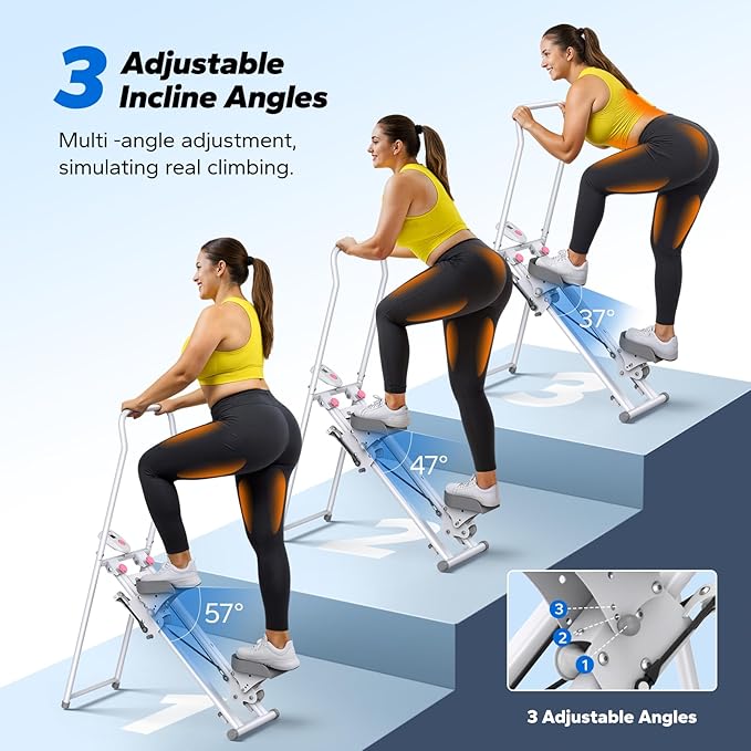 MERACH Stair Stepper for Home Gym Exercise, New Version Stairmaster for Full-Body Workout, Compact Folding Stair Climber with Extended Step Range, Adjustable Handlebar/Pedal-StrideForce Fitness