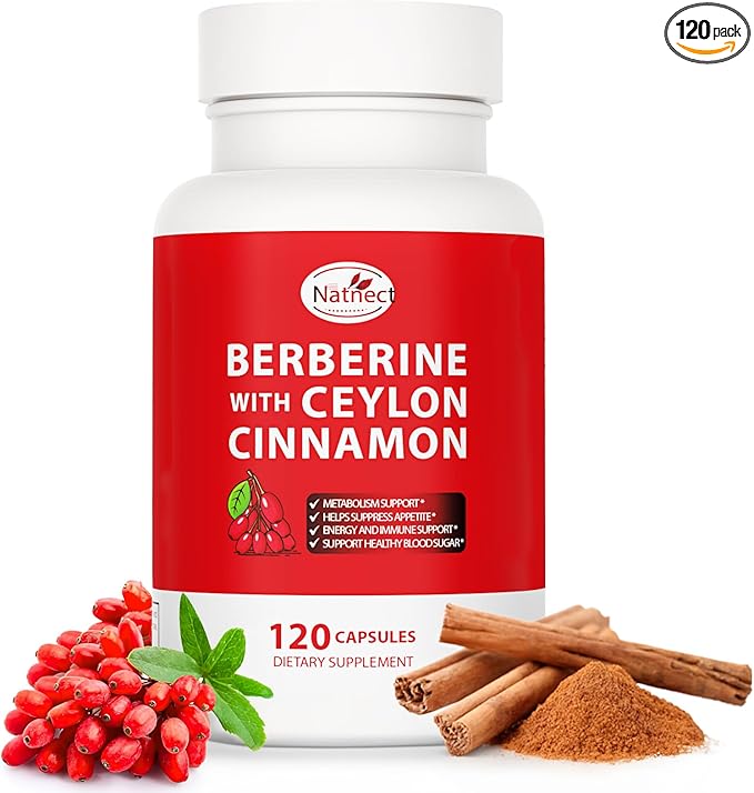 Berberine Supplement with Ceylon Cinnamon, Licorice Extract, Berberine 6X for Healthy Weight Management, Metabolism and Immune Support (120 Capsules)-StrideForce Fitness