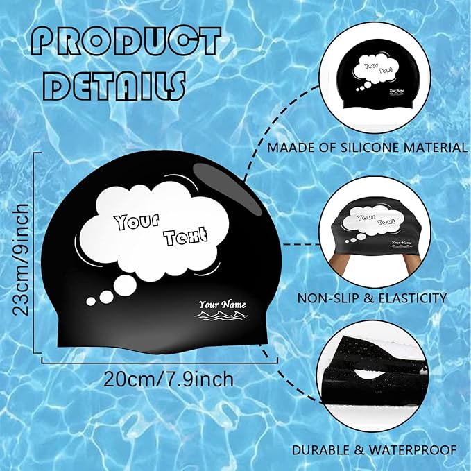 Custom Swim Cap with Photo Personalized Silicone Swim Cap for Men and Women Swimming Customized Swimmers Cap for Short and Medium Length Hair-StrideForce Fitness