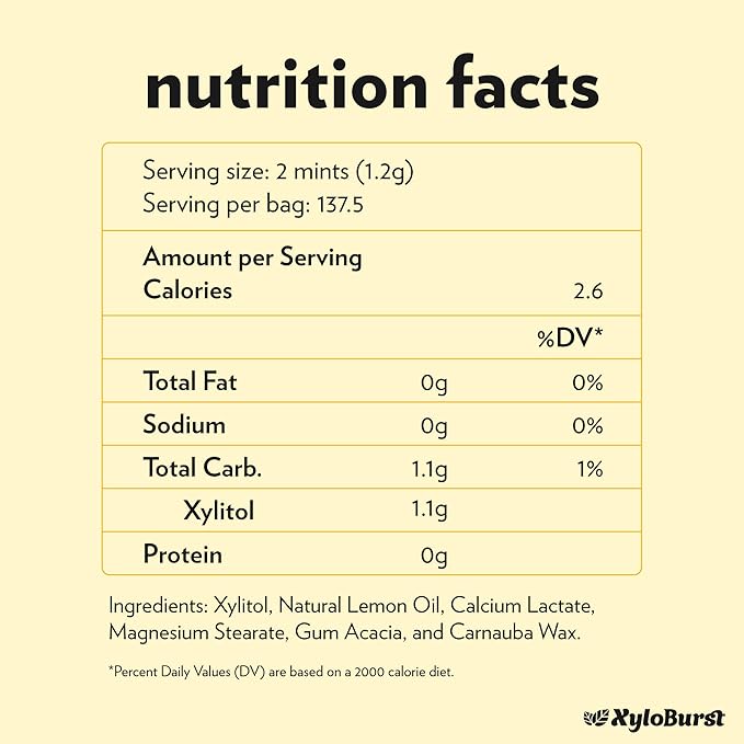 XyloBurst - Xylitol Mints | Sugar Free Breath Freshener for Oral Health | Gluten Free, Vegan, Keto Friendly | Aspartame Free | Lemon | 275 Count