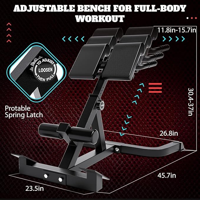 Roman Chair,Back Extension Bench,Multi Functional Ab Bench, Hyperextension Bench Abdominal Exercise, Leg Strength Trainer Home Men Women Full Body-StrideForce Fitness