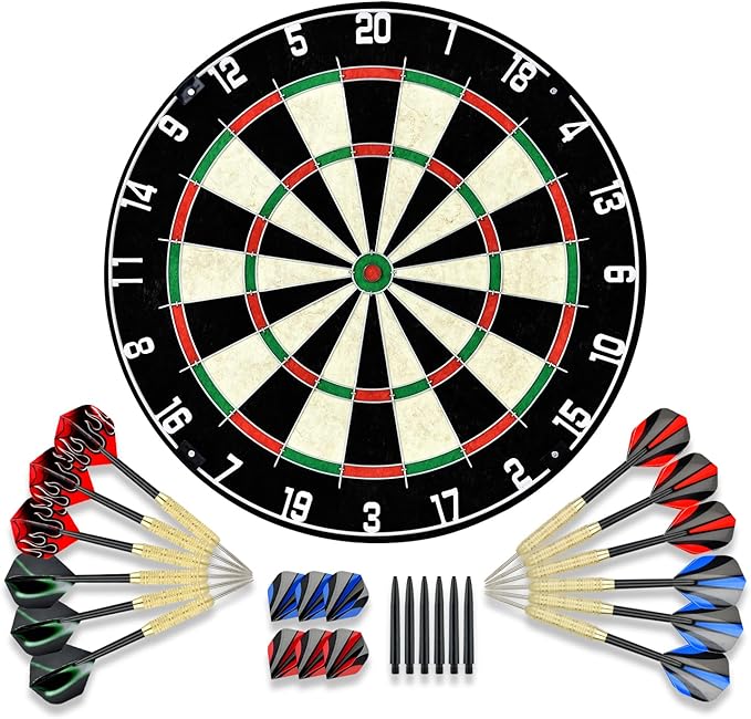 EVA Dartboard Surround Wall Protector, Sisal/Bristle Dartboard and 18g Steel Tip Darts Set Optional-StrideForce Fitness