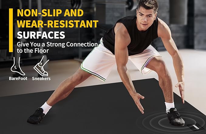 CAMBIVO Large Exercise Mat for Home Workout, 8'x6'/7'x5'/6'x4' (7 mm) Extra Thick Exercise Mat for Home Gym, Shoe-Friendly, Non-Slip Gym Mat for Jump Rope, Weights, Cardio, Fitness-StrideForce Fitness