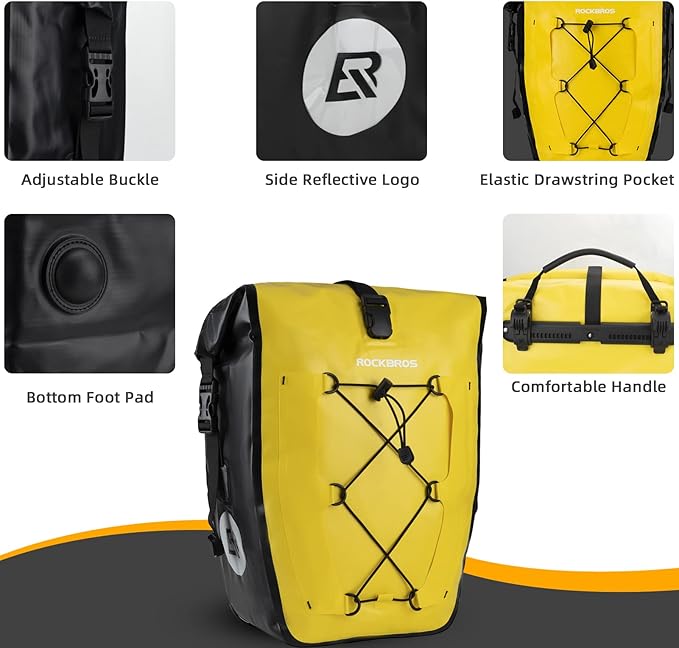 ROCKBROS Bike Panniers Waterproof Bike Rear Rack Bag Max 30L Large Capacity Bike Rear Panniers for Cycling Traveling Commuting-StrideForce Fitness