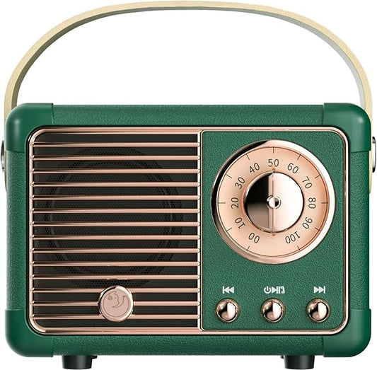 Retro Bluetooth Speaker, Cute Small Bluetooth Speakers Portable Wireless for Indoor Outdoor Vintage Home Office Decor, Perfect for Party Desk Kitchen Hiking Beach Travel Gift Ideas Green-StrideForce Fitness