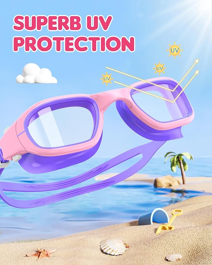 Kids Swim Goggles,Swimming Goggles for Kids 6-14, Anti-Fog UV Protection Pool Glasses for Boys Girls-StrideForce Fitness