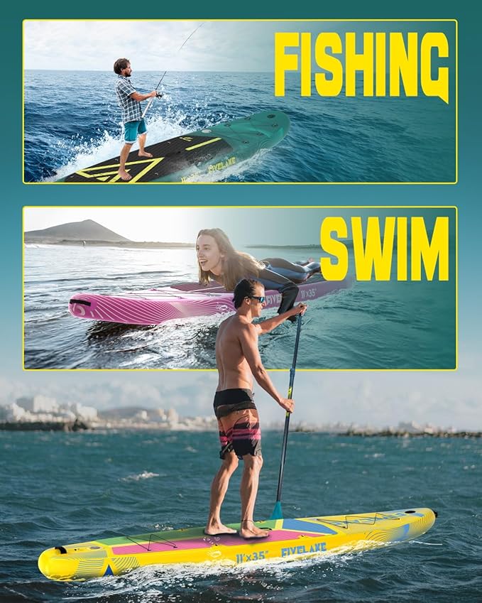 Inflatable Stand Up Paddle Board 11' x 35'' x 6'' Wide Stable Design,SUP Paddleboard Capacity 430lb for Adults Youth 120L Backpack,Carrying Strap,Double Action Pump,Waterproof Bag-StrideForce Fitness