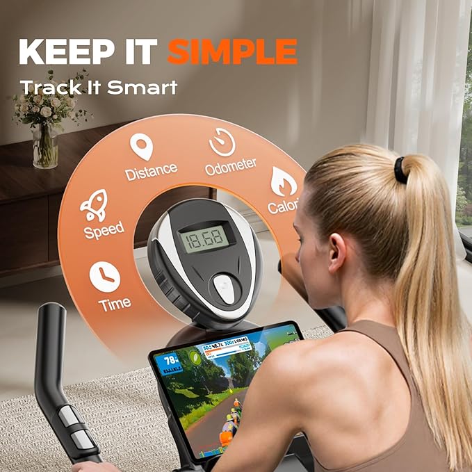 Exercise Bike, Adjustable Magnetic Resistance Stationary Bikes for Home with App Compatible, Indoor Cycling Bike with 300lbs Capacity Compact, Extra Comfort Seat & Tablet Mount-StrideForce Fitness