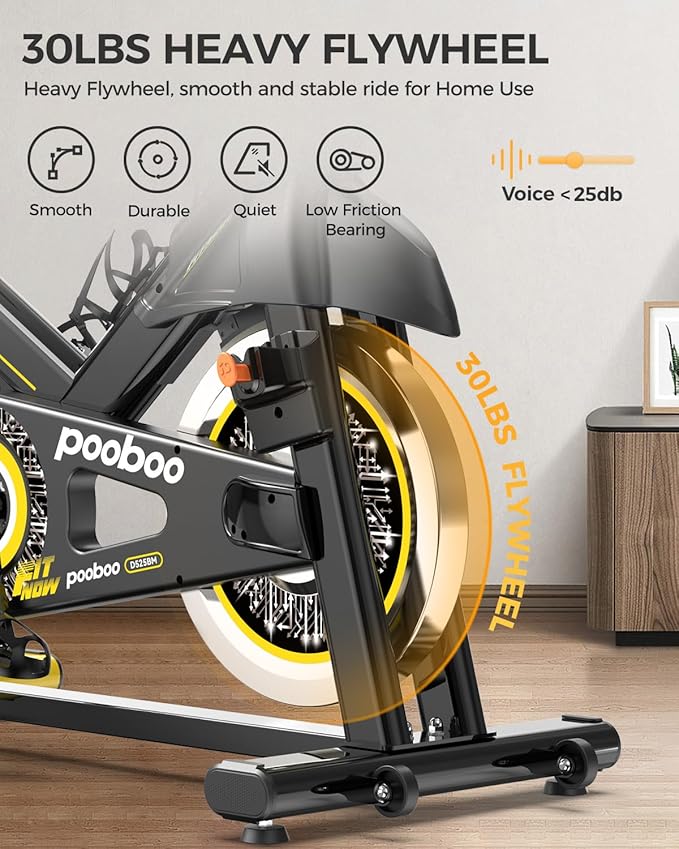 pooboo Exercise Bike, Adjustable Magnetic/Brake Pad Resistance Silent Belt Drive, Indoor Cycling Bike for Home Cardio, Fitness Stationary Bike with 350lbs/300lbs Weight Capacity &Upgraded Version Seat-StrideForce Fitness