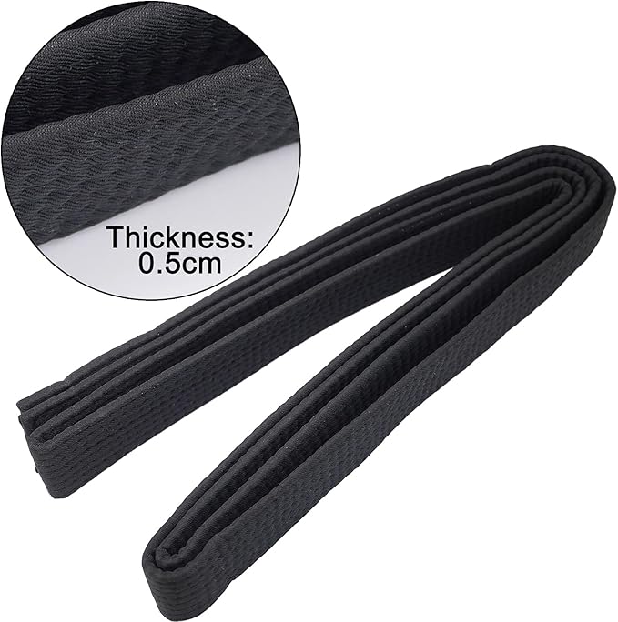 110 Inch Black Karate Belt, 280cm Taekwondo Solid Rank Martial Arts Belts Universal Fit for Judo/Karate/Taekwondo-StrideForce Fitness