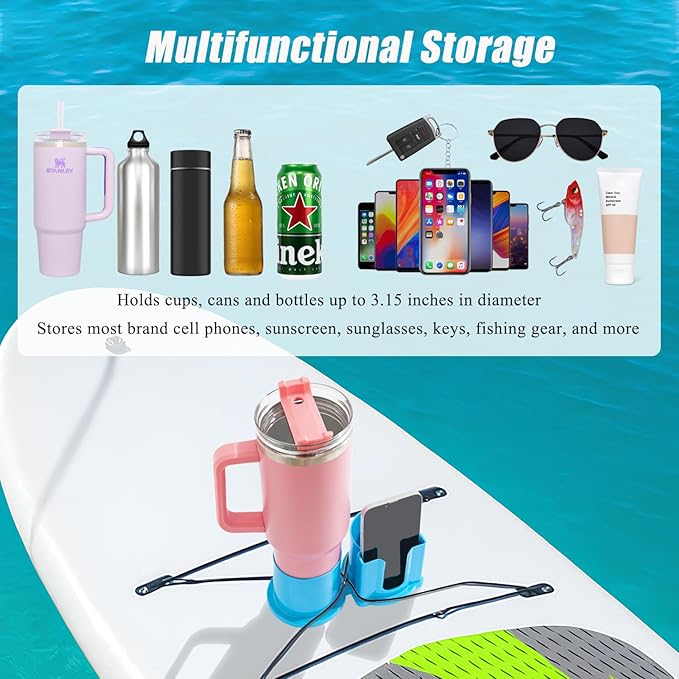 Paddleboard Cup Holder, Kayak Drink Holder for Paddle Board Cup and Phone Holder, Sup Surfboards Canoes Kayak Paddle Board Accessories for Types of Cup Bottle Drink-StrideForce Fitness