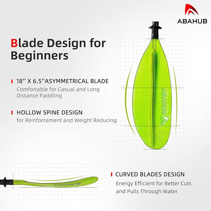 Abahub Kayak Paddle, 90.5 Inches Kayaking Oars for Boating, Canoeing with Free Paddle Leash, Aluminum Alloy Shaft Black/Blue/Green/Orange/Yellow Plastic Blades-StrideForce Fitness