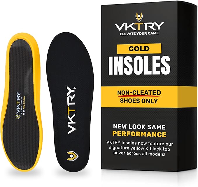 VKTRY Gold for Non-Cleated Shoes - Carbon Fiber Performance Insoles - Customized Athletic Inserts for Sports Basketball Volleyball Running & More | Shock Absorption US M8.5-9, W10.5-11, 121-170Lbs-StrideForce Fitness