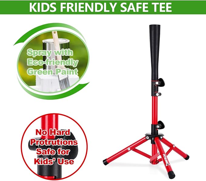 Baseball Softball Tee for Kids Toddles 3-10 Years Batting Hitting Tee T Ball Set Stand for Baseball Trainer Easy Adjustable Height 20.5''-29.5''Portable w/Carry Bag for Indoor Outdoor-StrideForce Fitness