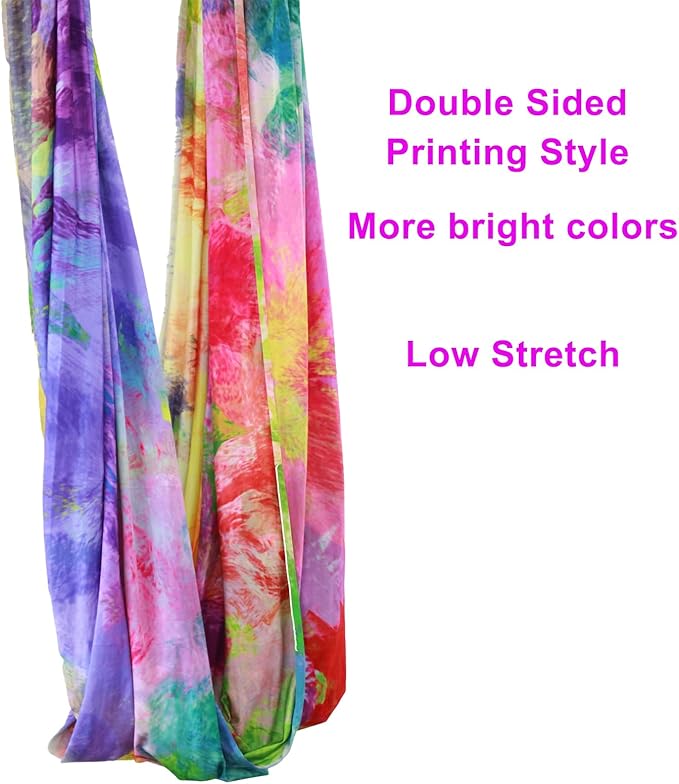 F.Life Aerial Yoga Hammock kit- Yoga Swing Multicolor 5 yards-Flying Yoga Include Daisy Chain,Carabiner and Pose Guide-StrideForce Fitness