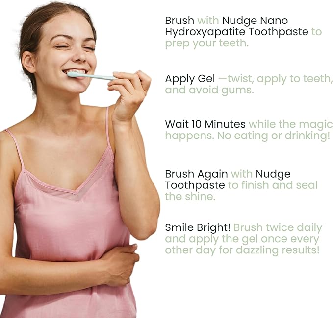 Nudge Advanced Whitening Kit, 10% Nano Hydroxyapatite Remin+ Toothpaste (4 oz) & EnamelGuard Whitening Gel Pen (2 ml), Fluoride-Free, Sensitivity-Friendly, Plaque Control, Strengthens Teeth