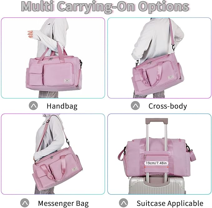 FIORETTO Women's Gym Duffle Bag with Shoes Compartment, 37L Capacity, Ideal for Travel, Gym, Sports, Duffel, Weekender-StrideForce Fitness