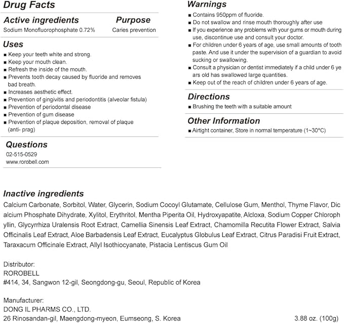 ROROBELL Wawa Toothpaste Made for My Boyfriend's Bad Breath, Sensitive Teeth, Improvement of Gum Problems/Peppermint Flavor/Made with Wasabi I 3.53 fl.oz (Pack of 1)