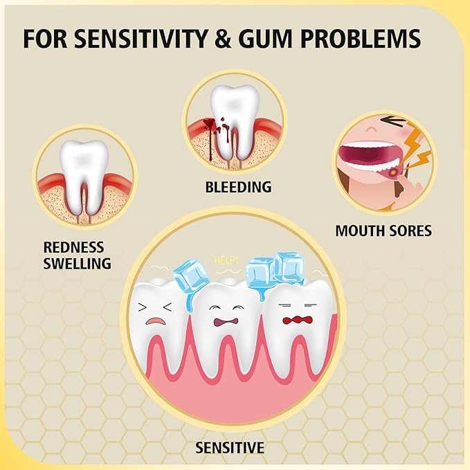 2PCS Bee Wasp Venom Multi-Peptides Toothpaste for Bleeding Gums,Gingivitis Treatment Repair,Sensitive Teeth,Mouth Sores,Plaque-12 Hours Breath Fresheners- 3.7 OZ(2 Pack)