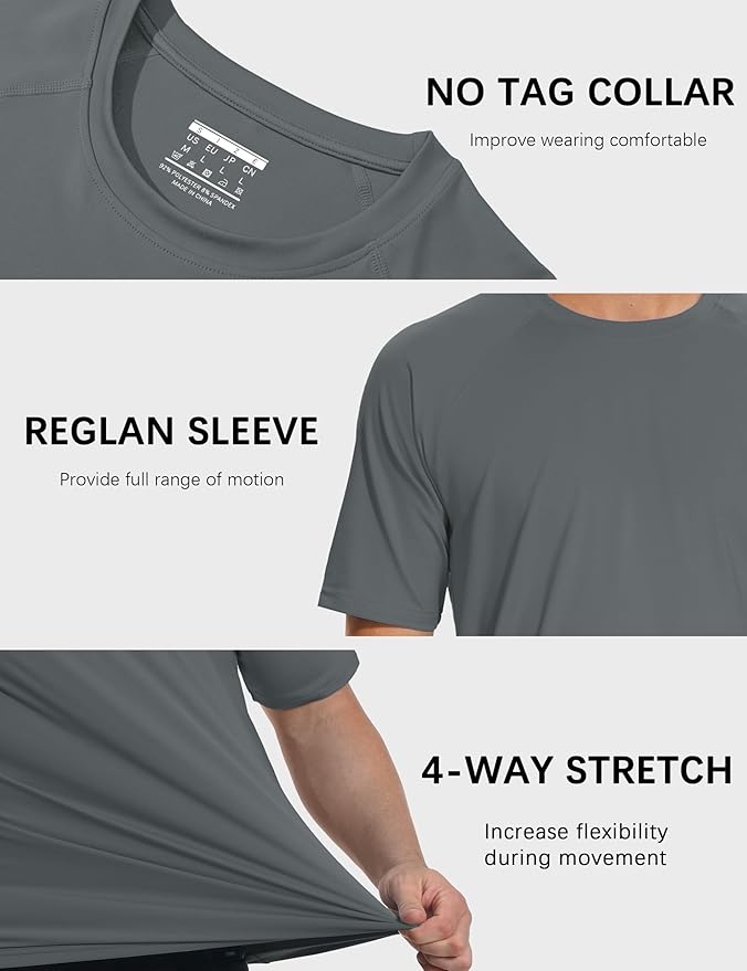 MAGCOMSEN Men's Short Sleeve UPF 50+ Sun Protection Shirts Quick Dry Athletic T-Shirt Hiking Running Swimming Rash Guard-StrideForce Fitness