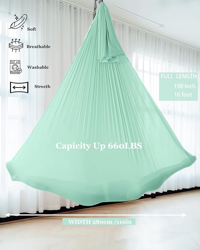 F.Life Aerial Silk Yoga Hammock & Swing for yoga Inversion,Strength training,starter hardware kit-StrideForce Fitness