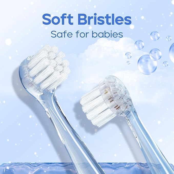 SEAGO Toddler Electric Toothbrushes for Baby Ages 0-3 Years, Baby Toothbrush with Smart Timer and Suction Base, 4 Replacement Brush Heads SG-513(Pink-C)