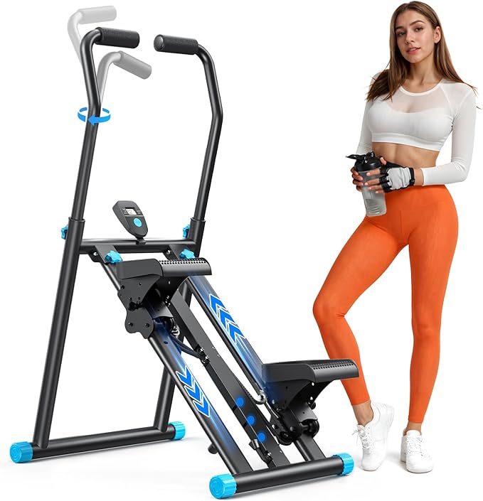 MERACH Stair Stepper for Home Gym Exercise, New Version Stairmaster for Full-Body Workout, Compact Folding Stair Climber with Extended Step Range, Adjustable Handlebar/Pedal-StrideForce Fitness