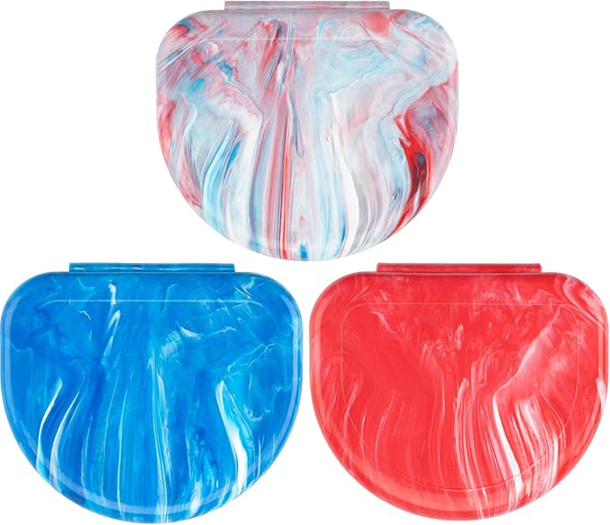 Practicon Marble Retainer Cases, Orthodontic Aligner Case, Mouth Guard Holder (3 Pack) (Patriot)