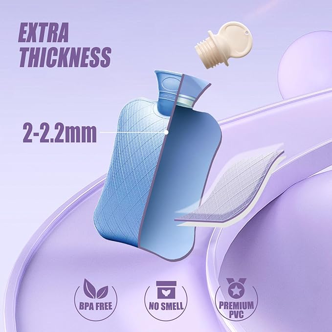 FORICOM Extra Large Hot Water Bag for Pain Relief, Hot Water Bottle for Bed Warming, Dog, Cat,Hot Water Pack, Heat Pack 2Liter-StrideForce Fitness