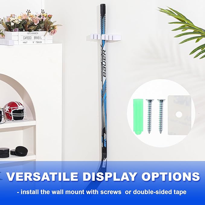 Yousoontic Hockey Stick Holder Wall Mount, 1-6 Stick Capacity, Ice and Field Hockey Organizer (Decor & Storage 2-in-1) for Home Garage Room Office Sports Decoration-StrideForce Fitness