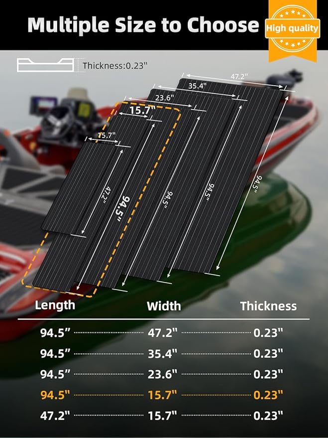 FOCEAN Boat Flooring EVA Foam Boat Decking Faux Teak Marine Flooring Boat Mat Boat Carpet Sheet for Motorboat RV Yacht Kayak Surfboard, 94.5"x 47.2"/35.4"/23.6"/15.7"-StrideForce Fitness